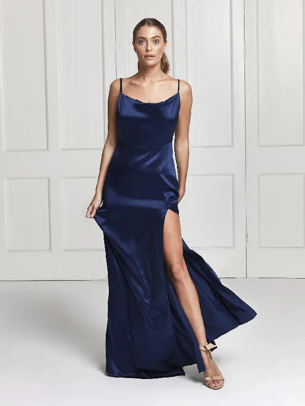 Strapless Gown Salome silk sample dress in navy