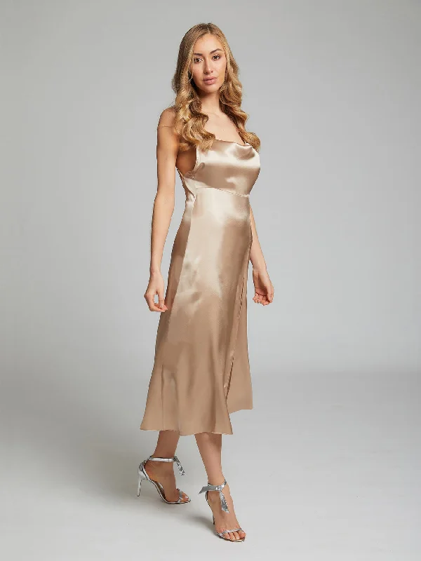 Formal Red Dress Selah silk dress in champagne