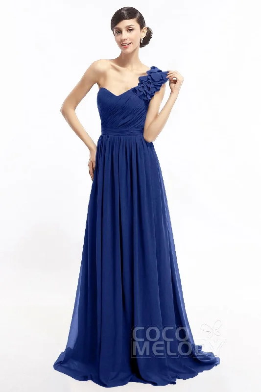 Ruffled Dress Sheath Sweep-Brush Train Chiffon Evening Dresses COLT14007