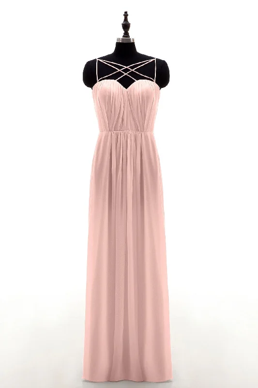 Off-Shoulder Dress Sheath-Column Floor Length Chiffon Bridesmaid Dress NB3315