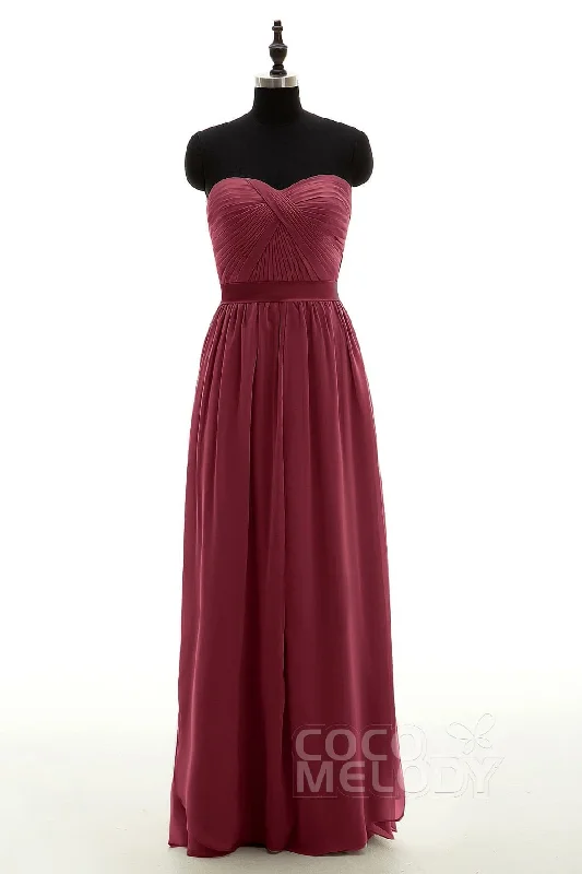 One-Shoulder Gown Sheath-Column Floor Length Chiffon Bridesmaid Dress NB3312