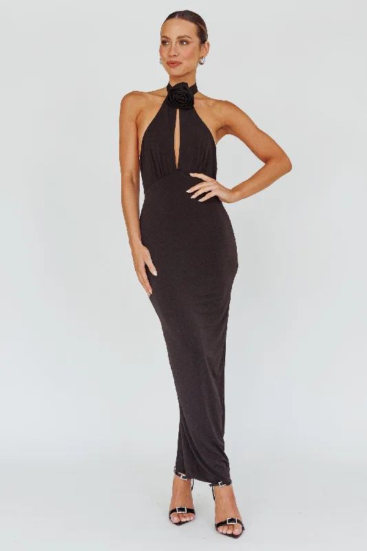Modern Tulle Dress Simha Rose Halterneck Midi Dress Black