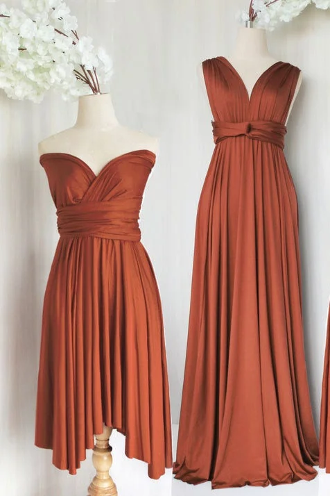 Glamorous Formal Dress Simple Burnt Orange Satin Birdesmaid Dress