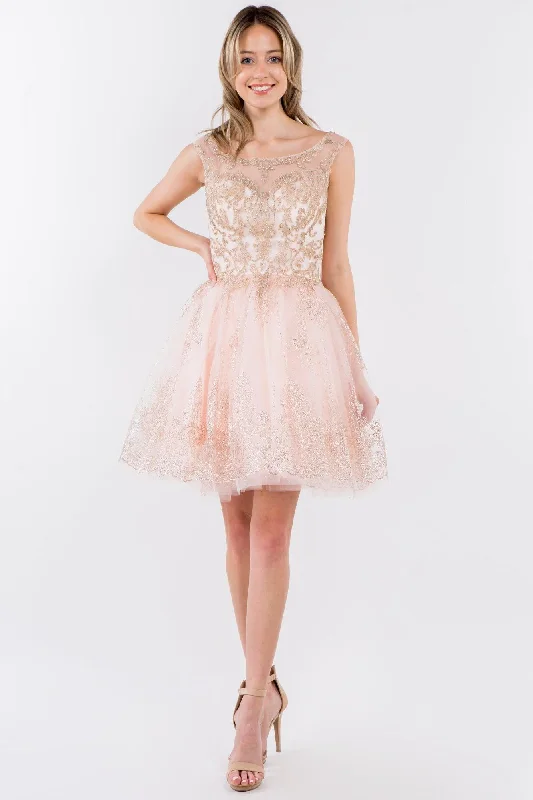 Satin Slip Dress Sleeveless Embroidered Short Homecoming Dress
