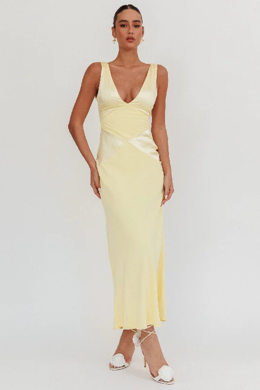 Sheer Panel Dress Soul Fire V-Neck Maxi Dress Butter