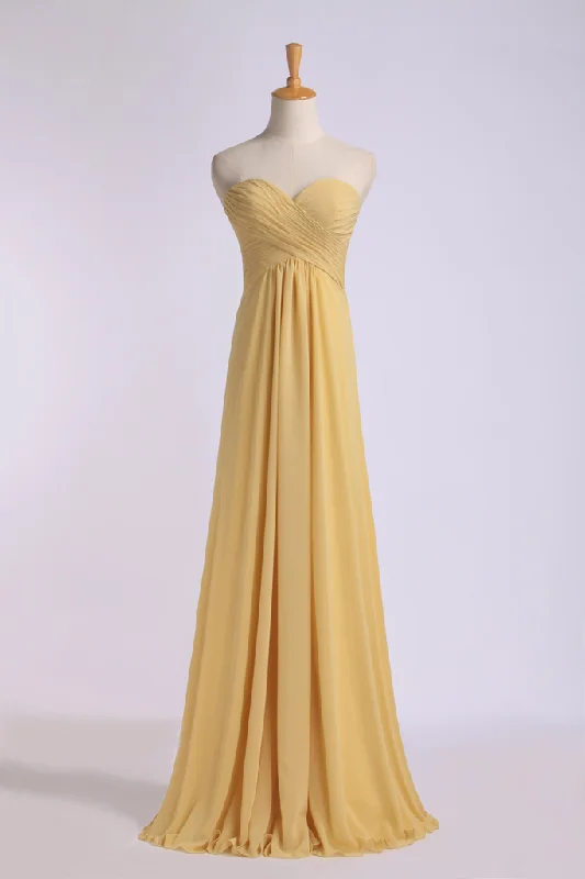 Polka Dot Gown Strapless Gold High Waist Chiffon Long Bridesmaid Dress