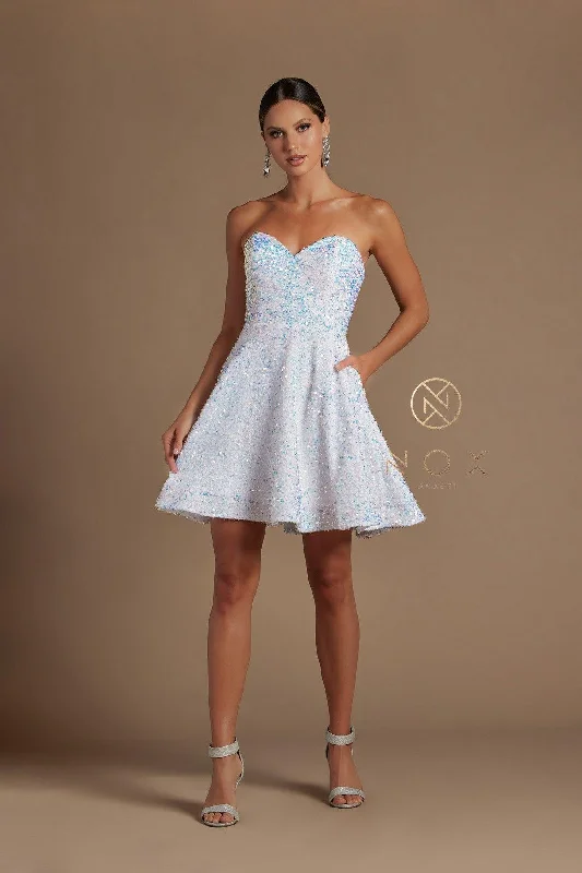 Knee-Length Dress Strapless Sequins Short Homecoming Dress