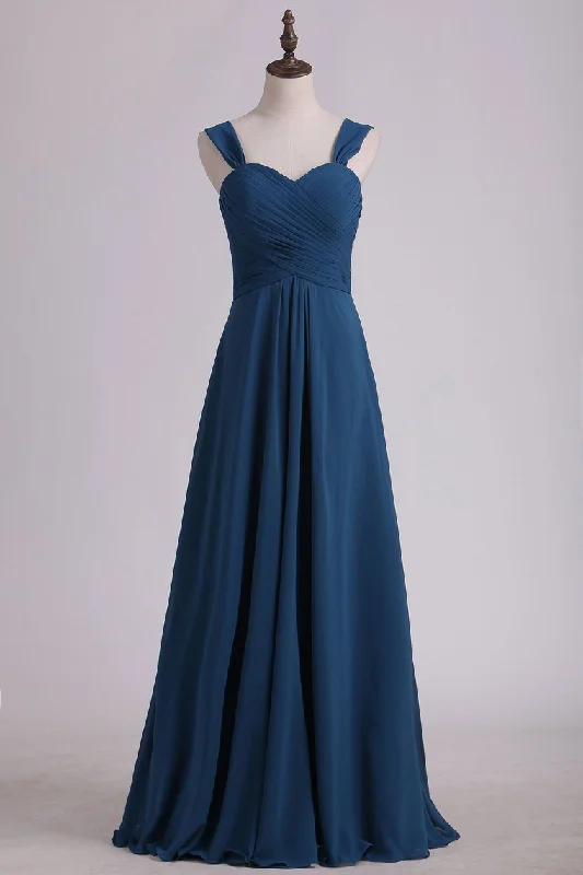 Rose Gold Dress Straps Navy Blue Floor Lenght Bridesmaid Dress