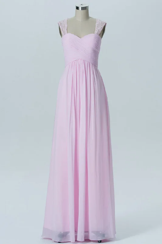 Luxe Satin Dress Sweeheart Pink Backless Chiffon Bridesmaid Dress