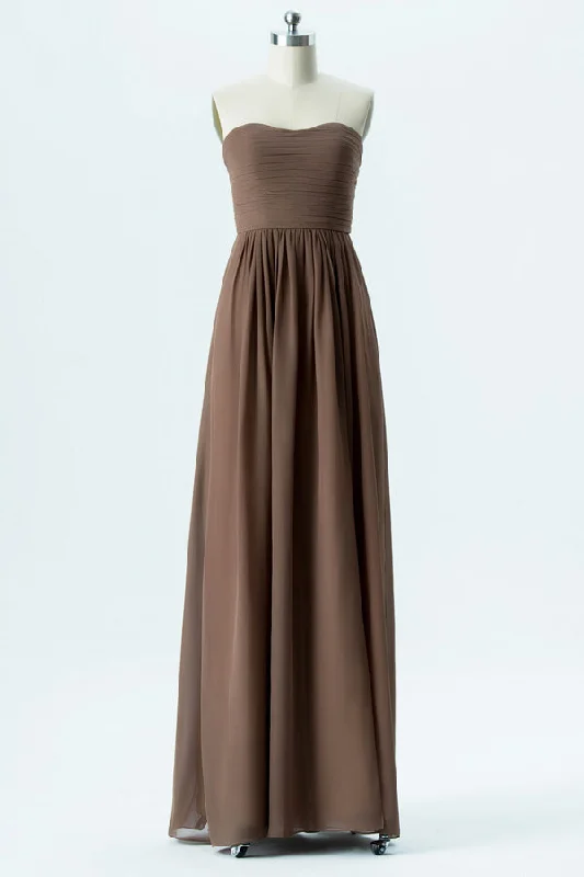 Organza Dress Sweet Brown StraplessChiffon Bridesmaid Dress