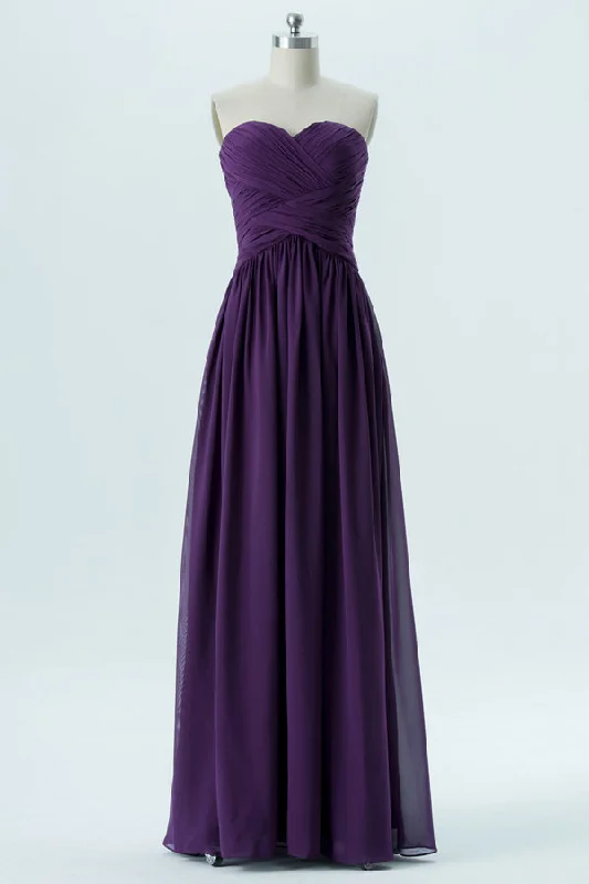 Peplum Dress Sweet Purple Pleated Chiffon Bridesmaid Dress