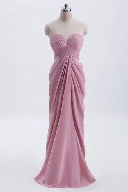 Embroidered Gown Sweetheart Dusty Rose Empire Long Bridesmaid Dress
