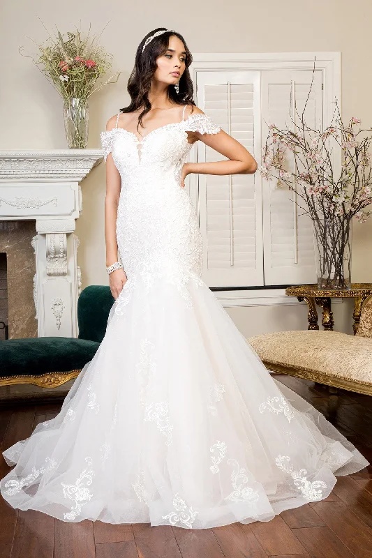 Princess Ball Gown Sweethearted Embroidered Mesh Mermaid w/ Tail Long Wedding Dress GLGL1938 Princess Ball Gown Sweethearted Embroidered Mesh Mermaid w/ Tail Long Wedding Dress GLGL1938