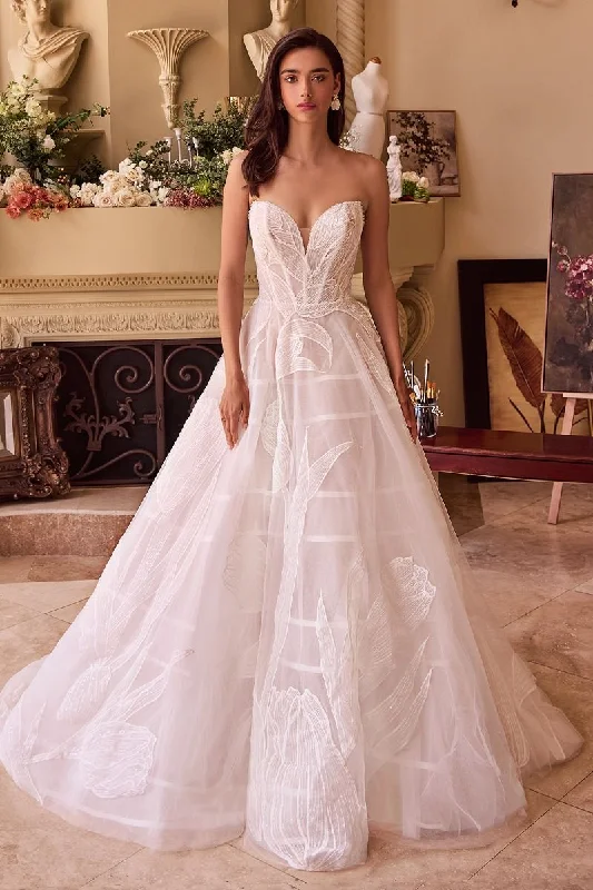 Lush Satin Gown TULLIP SEQUIN EMBROIDERED WEDDING BALL GOWN CDWL043