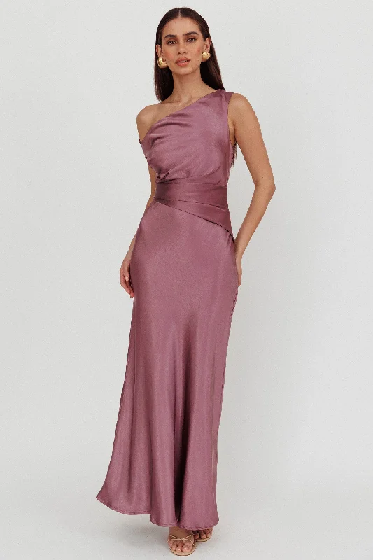 Prom Dress Twilight Asymmetric Neckline Maxi Dress Grape