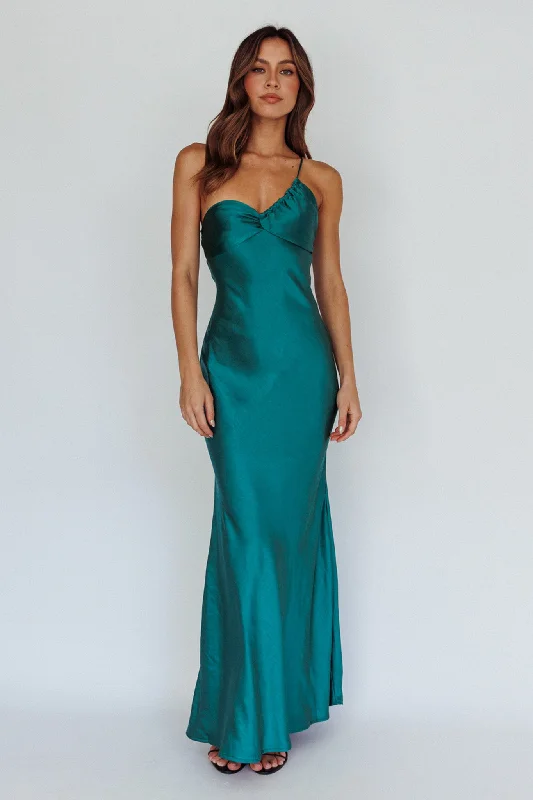 Tulle Skirt Dress Twilight Tango One-Shoulder Maxi Dress Forest Green
