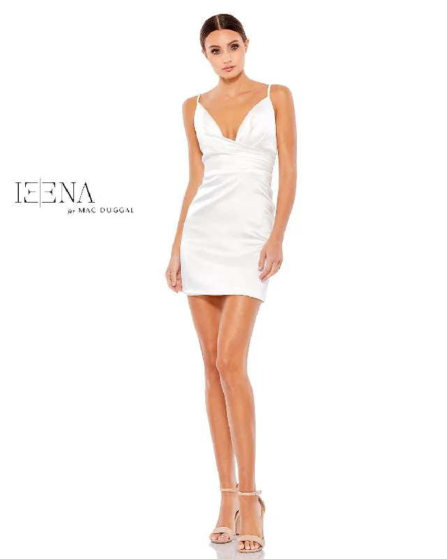 Unique Formal Dress White 4 Mac Duggal 26481 Short Spaghetti Strap Mini Dress Sale