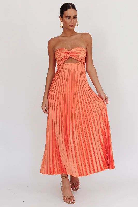 High-Low Dress Wicked Games Strapless Pleated Maxi Dress Orange