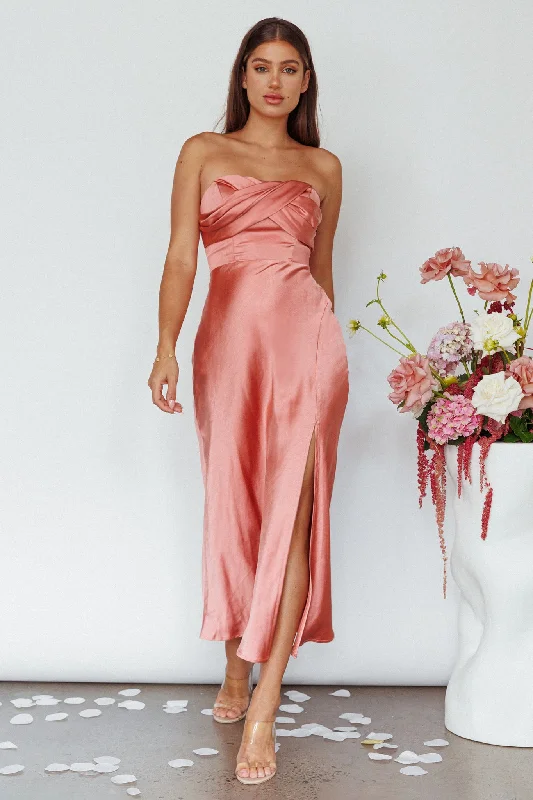 Floor-Length Gown Yvette Wrap Neckline Midi Dress Desert Rose